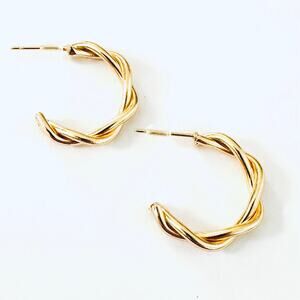 Gold hoop twist earrings